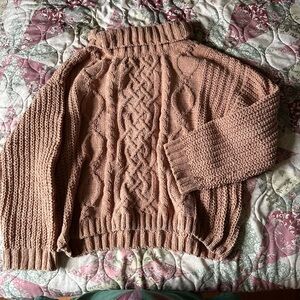 Love Tree Cowl Neck Sweater - Dusty Pink